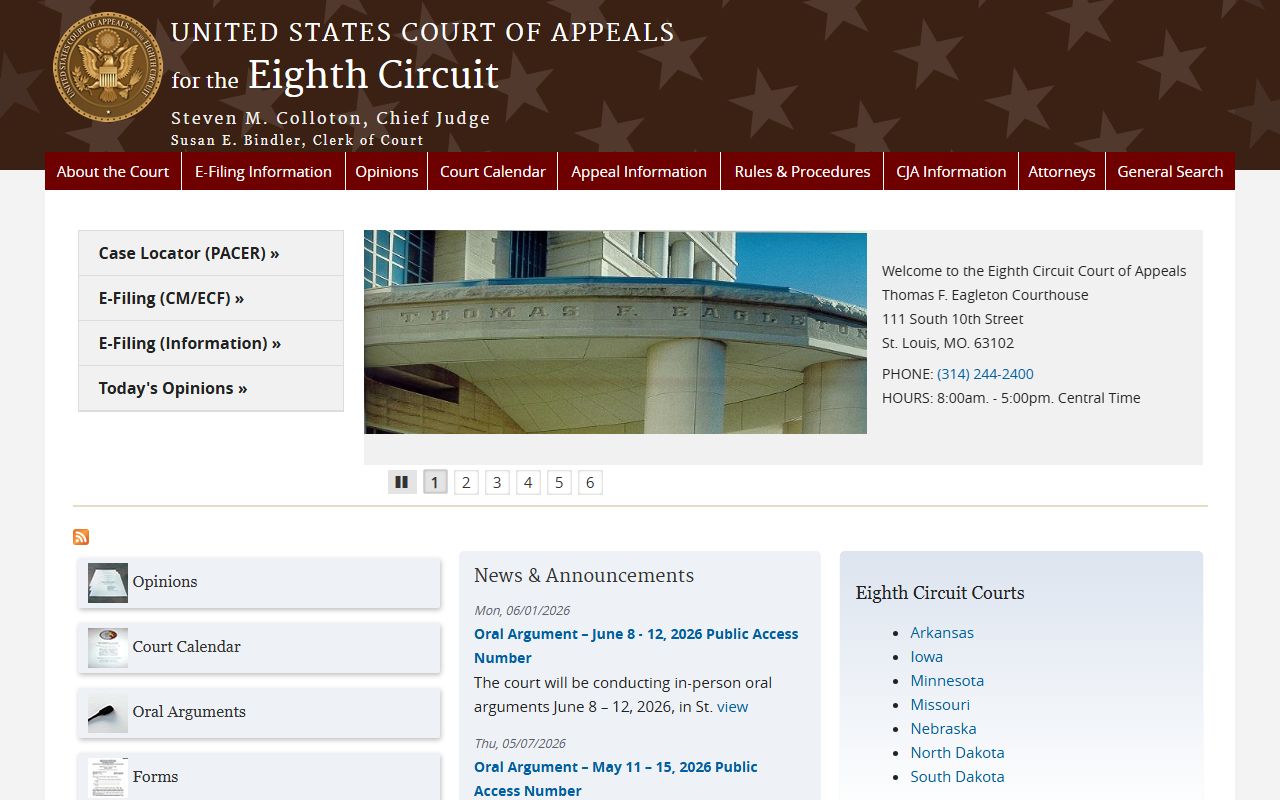 Dallas County court dockets Eighth Circuit federal appellate source