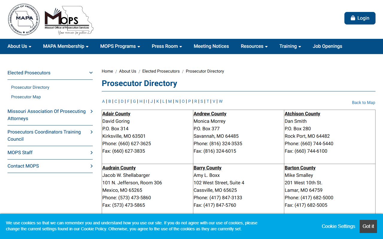Dallas County criminal court records Missouri prosecutor directory source
