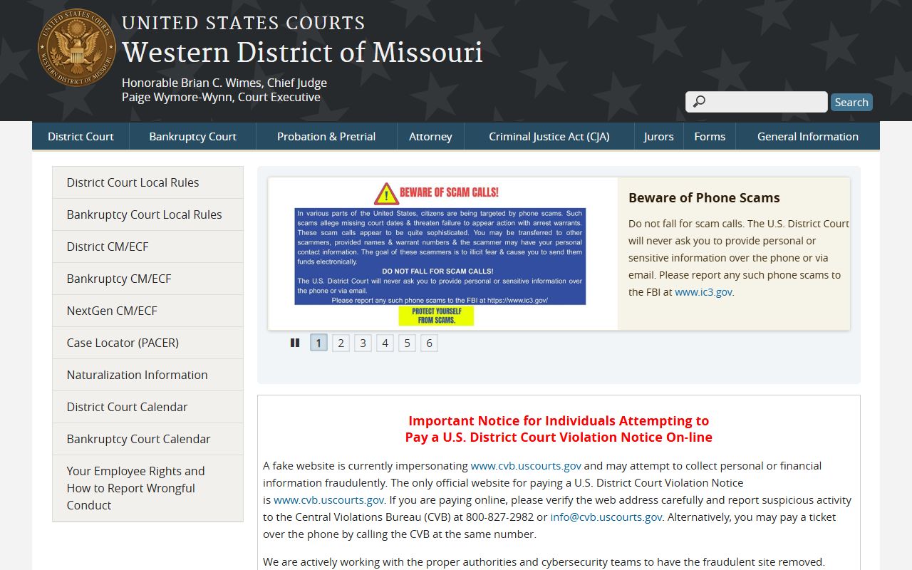 Western District of Missouri federal court homepage separate from Dallas County Circuit Court