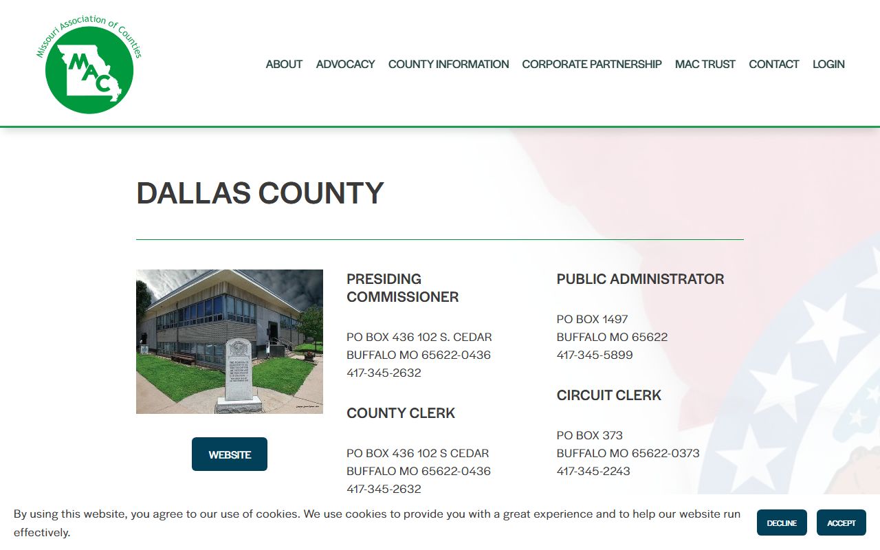 Dallas County court records office directory in Missouri
